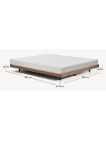 ANDER Estructura de cama doble con somier de láminas de 160 o 180 cm chapada en nogal