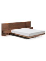 ANDER with LED light double bed 160 or 180 cm with built in bedside tables in walnut veneer