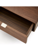 ANDER with LED light double bed 160 or 180 cm with built in bedside tables in walnut veneer