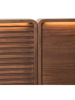ANDER with LED light double bed 160 or 180 cm with built in bedside tables in walnut veneer