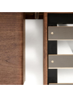 ANDER with LED light double bed 160 or 180 cm with built in bedside tables in walnut veneer