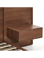 ANDER with LED light double bed 160 or 180 cm with built in bedside tables in walnut veneer