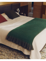 ANDER with LED light double bed 160 or 180 cm with built in bedside tables in walnut veneer