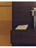 ANDER with LED light double bed 160 or 180 cm with built in bedside tables in walnut veneer