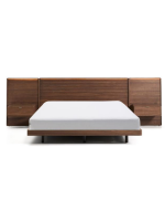 ANDER mit LED Licht Doppelbett 160 oder 180 cm mit integrierten Nachttischen in Nussbaumfurnier