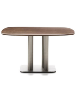 ANDER tavolo scelta misura con piano in impiallacciatura di noce e gambe in acciaio INOX living design