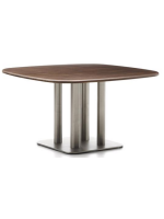 ANDER tavolo scelta misura con piano in impiallacciatura di noce e gambe in acciaio INOX living design