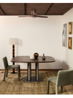 ANDER tavolo scelta misura con piano in impiallacciatura di noce e gambe in acciaio INOX living design