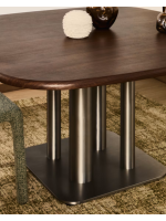 ANDER Table au choix avec plateau en placage de noyer et pieds en acier inoxydable design vivant