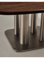 ANDER Table au choix avec plateau en placage de noyer et pieds en acier inoxydable design vivant