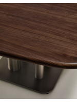 ANDER Table au choix avec plateau en placage de noyer et pieds en acier inoxydable design vivant