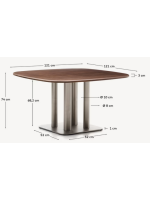 ANDER Table au choix avec plateau en placage de noyer et pieds en acier inoxydable design vivant