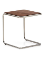 ANDER table basse h 47 ou 60 cm plateau en placage de noyer et structure en acier inoxydable