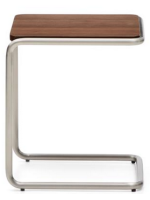 ANDER table basse h 47 ou 60 cm plateau en placage de noyer et structure en acier inoxydable