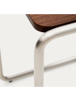 ANDER table basse h 47 ou 60 cm plateau en placage de noyer et structure en acier inoxydable