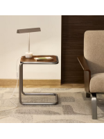 ANDER table basse h 47 ou 60 cm plateau en placage de noyer et structure en acier inoxydable