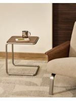 ANDER table basse h 47 ou 60 cm plateau en placage de noyer et structure en acier inoxydable