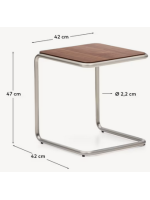 ANDER table basse h 47 ou 60 cm plateau en placage de noyer et structure en acier inoxydable