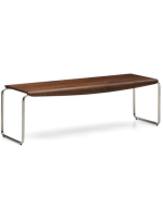ANDER 142 cm bench in walnut veneer and stainless steel structure