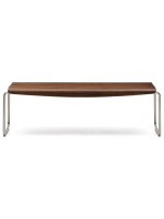 ANDER 142 cm Bank aus Walnussfurnier und Edelstahlstruktur