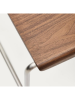 ANDER 142 cm bench in walnut veneer and stainless steel structure