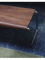 ANDER 142 cm bench in walnut veneer and stainless steel structure