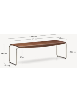 ANDER 142 cm Bank aus Walnussfurnier und Edelstahlstruktur