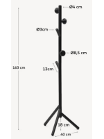 LEWOP solid beech wood floor coat stand black finish