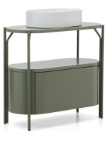 EYRE cabinet in green water repellent lacquered MDF and green steel structure