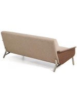 LEA 3 seater sofa in water repellent chenille with walnuts veneer armrests and brushed stainless steel legs