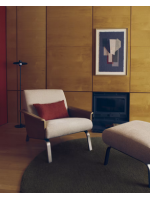 COSENZA pouf en chenille hydrofuge et pieds en acier inoxydable brossé