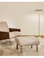 LEA pouf in water repellent chenille and brushed stainless steel legs