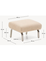 LEA pouf in water repellent chenille and brushed stainless steel legs