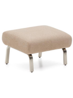 LEA pouf in water repellent chenille and brushed stainless steel legs