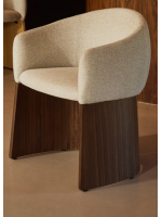 ANTAS chair with armrests in beige water repellent chenille and walnut veneer