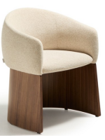 ANTAS sedia con braccioli in ciniglia idrorepellente beige e impiallacciatura in noce