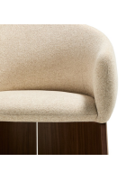 ANTAS sedia con braccioli in ciniglia idrorepellente beige e impiallacciatura in noce