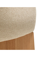 MALISA Silla con reposabrazos en chenilla hidrófuga beige y chapa de roble