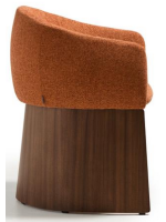 NORTPORT Silla con reposabrazos en chenilla hidrófuga color terracota y chapa de nogal
