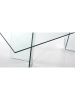 PLANO 180x90 tavolo fisso tutto in vetro cristallo trasparente temperato living sala da pranzo soggiorno o studio design