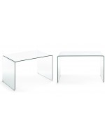 BURANO tavolo scrivania 125x70 in vetro cristallo temperato trasparente