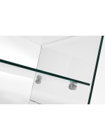 BURANO table basse 110x55 cm en verre trempé transparent avec double étagère