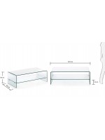 BURANO coffee table 110x55 cm in transparent tempered glass with double shelf