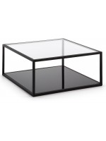 HILL quadratischer Tisch 80 x 80 schwarz transparente Glaskonstruktionen