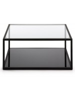 HILL quadratischer Tisch 80 x 80 schwarz transparente Glaskonstruktionen