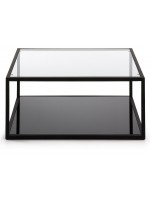 HILL Structure de verre transparent noir  table carrée 80 x 80