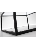 HILL quadratischer Tisch 80 x 80 schwarz transparente Glaskonstruktionen