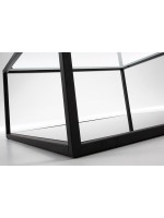 HILL Structure de verre transparent noir  table carrée 80 x 80