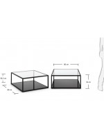 HILL square table 80 x 80 black transparent glass structure