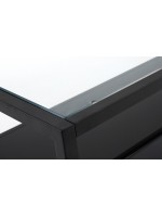 HILL 110x60 black frame and transparent glass and black glass top rectangular coffee table